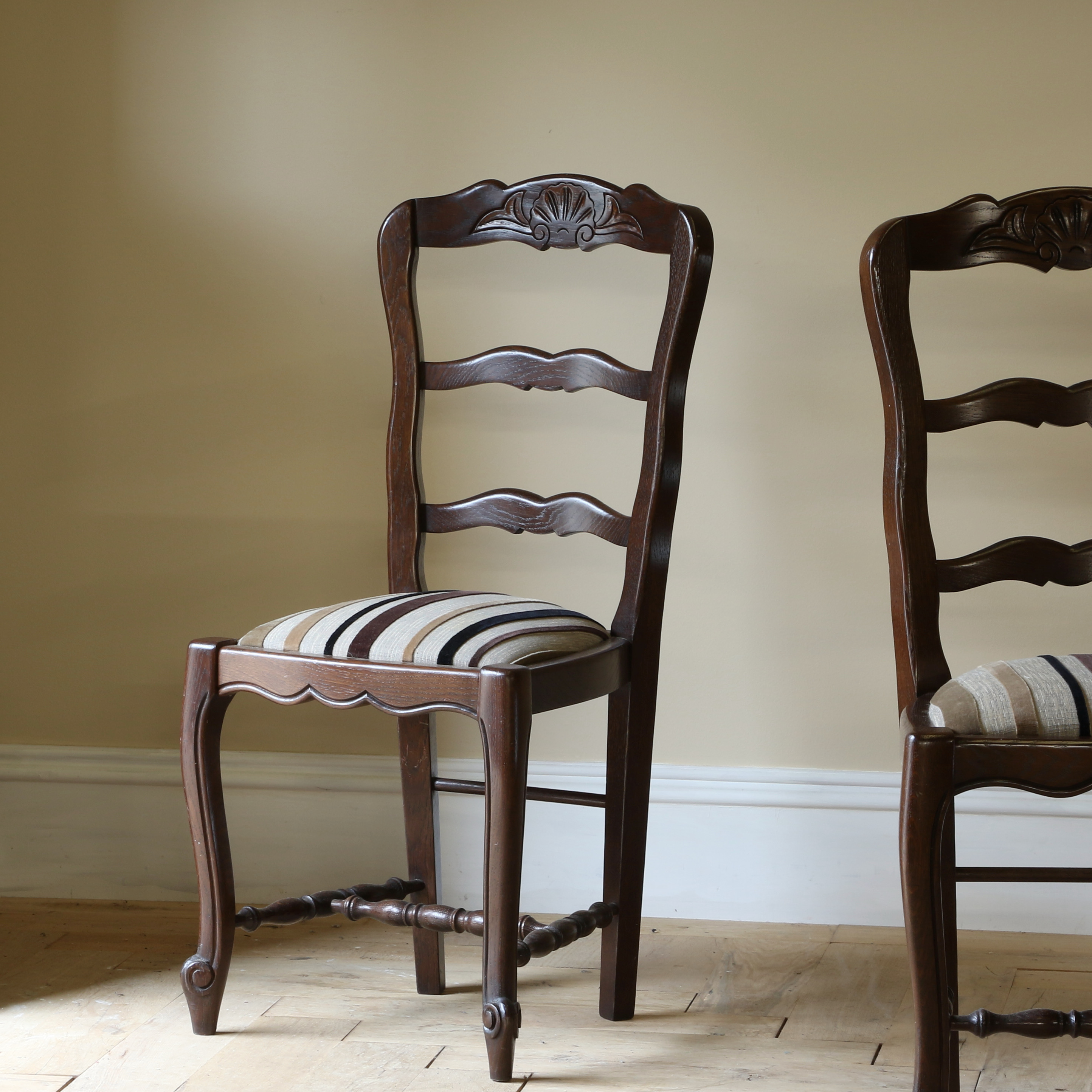 Set of Six New Oak Ladderback Chairs